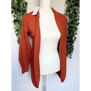 NWT No Comment 100% Acrylic Yarn Orange Cardigan Sweater Women's Small